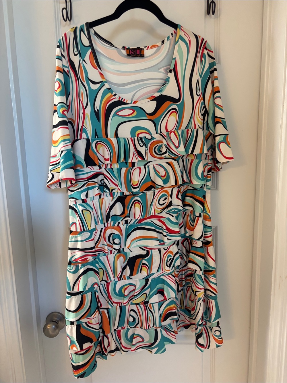 ISLE Teal Multicolor Printed Midi Dress